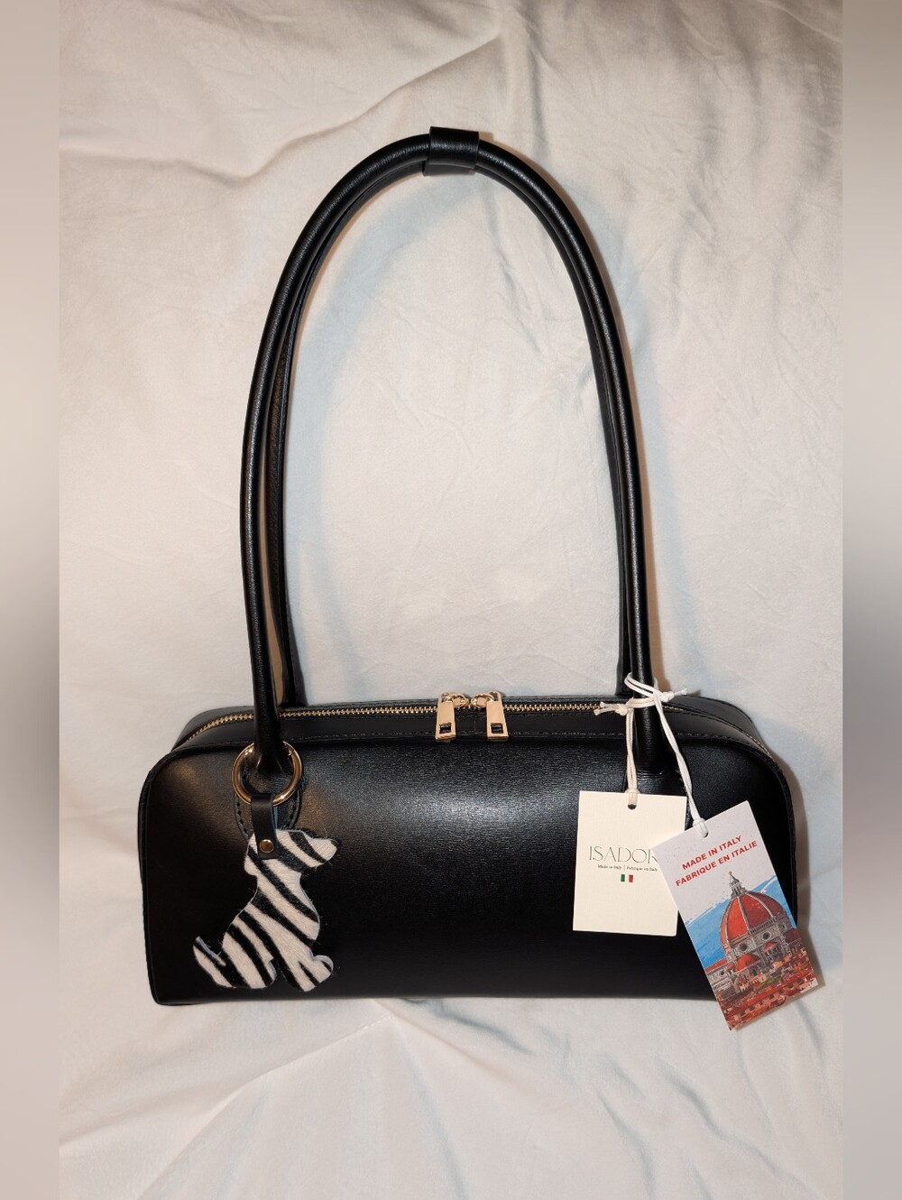 Isadora Genuine Italian Leather East/West Bowler Satchel